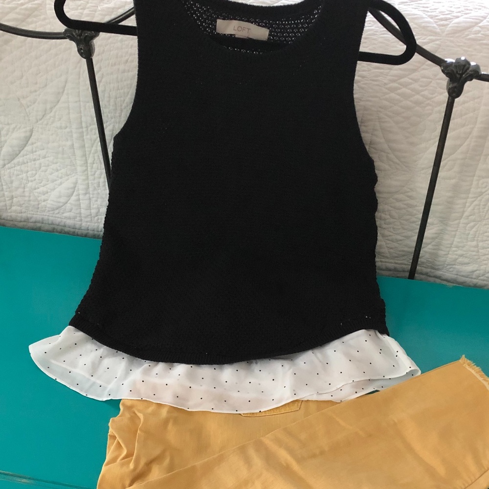 LOFT Black and White Sleeveless Top